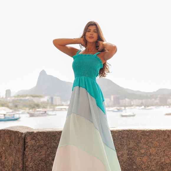 COLORFUL CHIFFON MIDI DRESS
